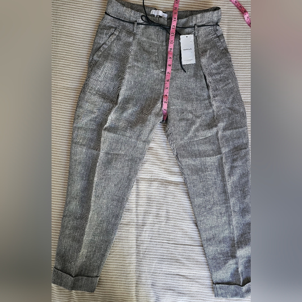 Mango Premium Collection Women's Pants Linen High Waisted Size 8 NWT